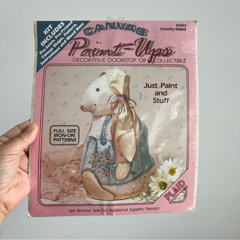 New Old Stock Vintage Canvas Paint Ups Decorative Doorstop or Collectible Bunny